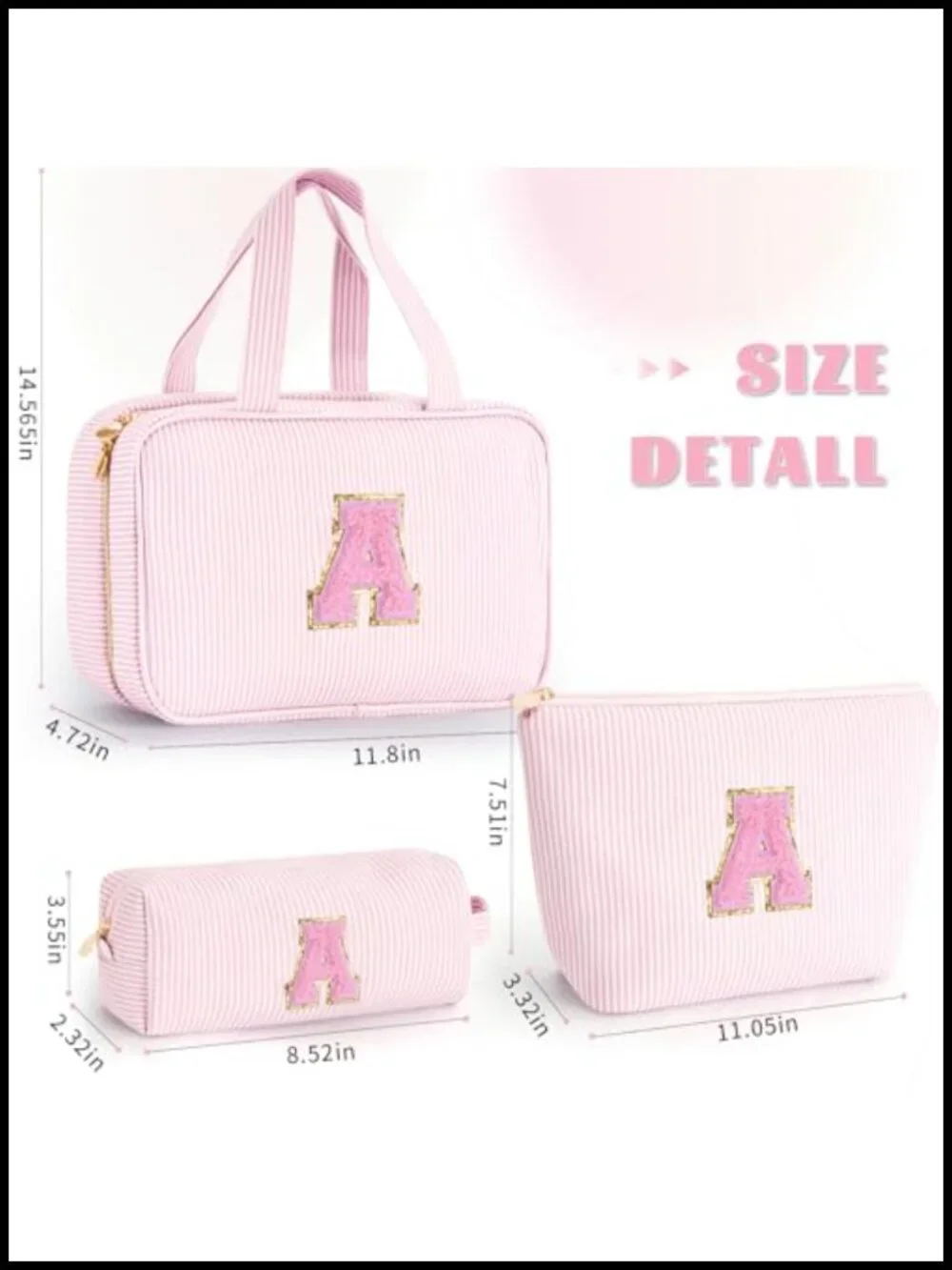 Personalized Toiletry Bag Makeup Bag Set Canvas Zipper Travel Organizer